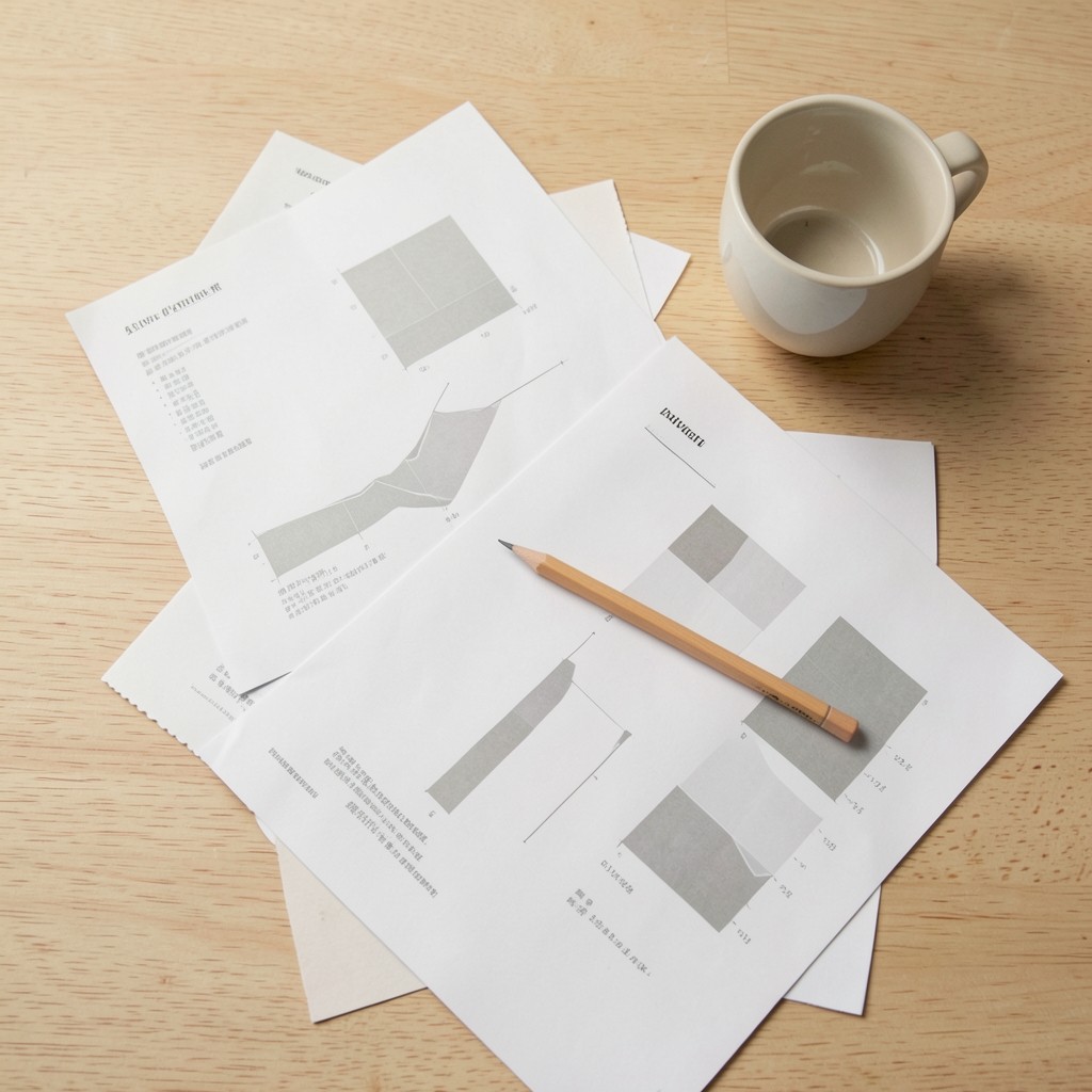 Printed briefing pages and charts laid on a meeting table